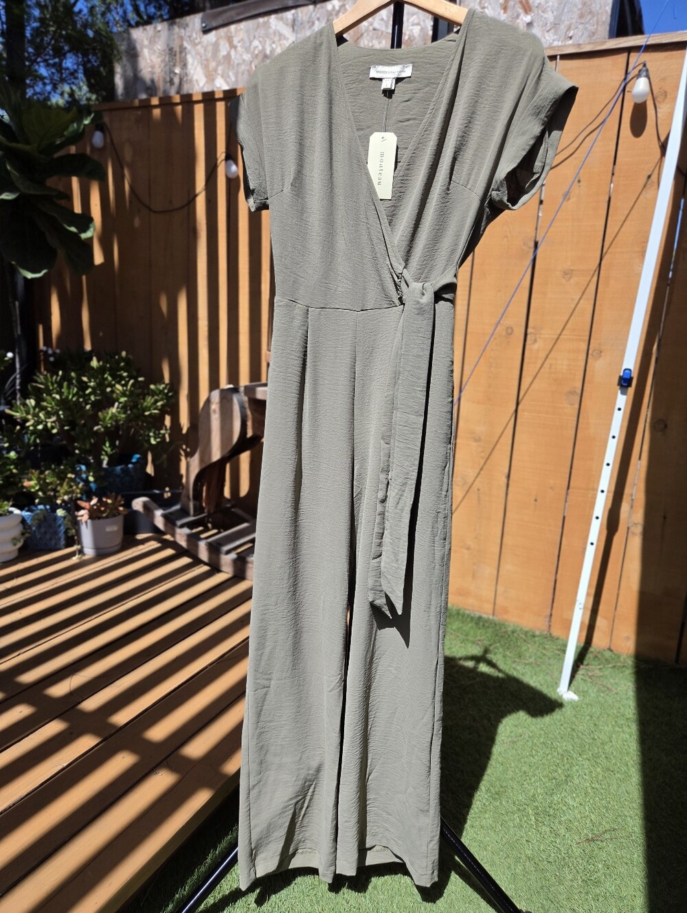 Monteau Sage Green Wrap Jumpsuit NWT